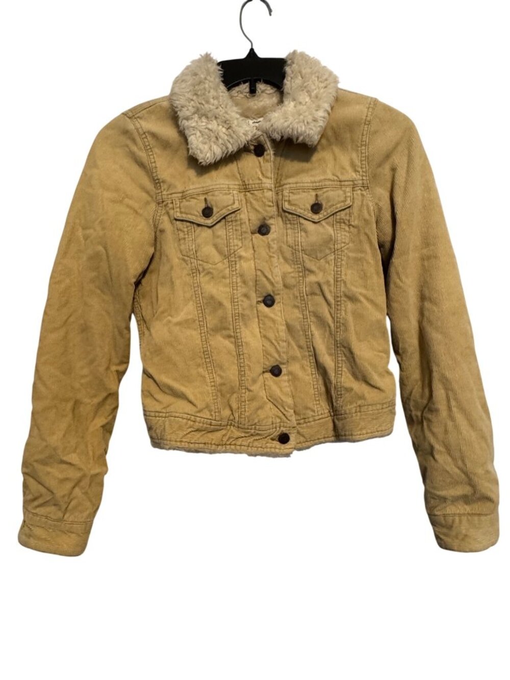 vintage Y2k Abercrombie & Fitch Womens Tan Corduroy Sherpa-Lined Jacket M